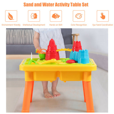 Sand and Water Play Table for Kids with Sand Castle Molds