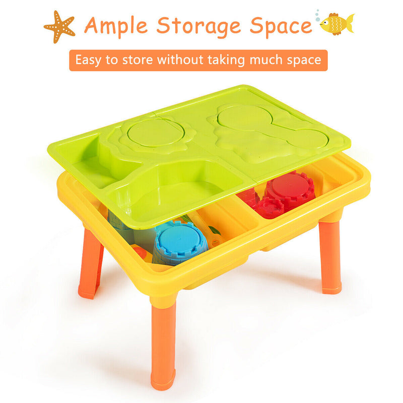 Sand and Water Play Table for Kids with Sand Castle Molds