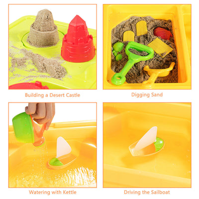 Sand and Water Play Table for Kids with Sand Castle Molds