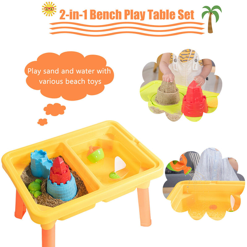 Sand and Water Play Table for Kids with Sand Castle Molds