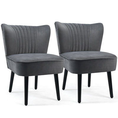 Set of 2 Armless Upholstered Leisure Accent Chair-Gray