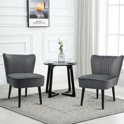 Set of 2 Armless Upholstered Leisure Accent Chair-Gray