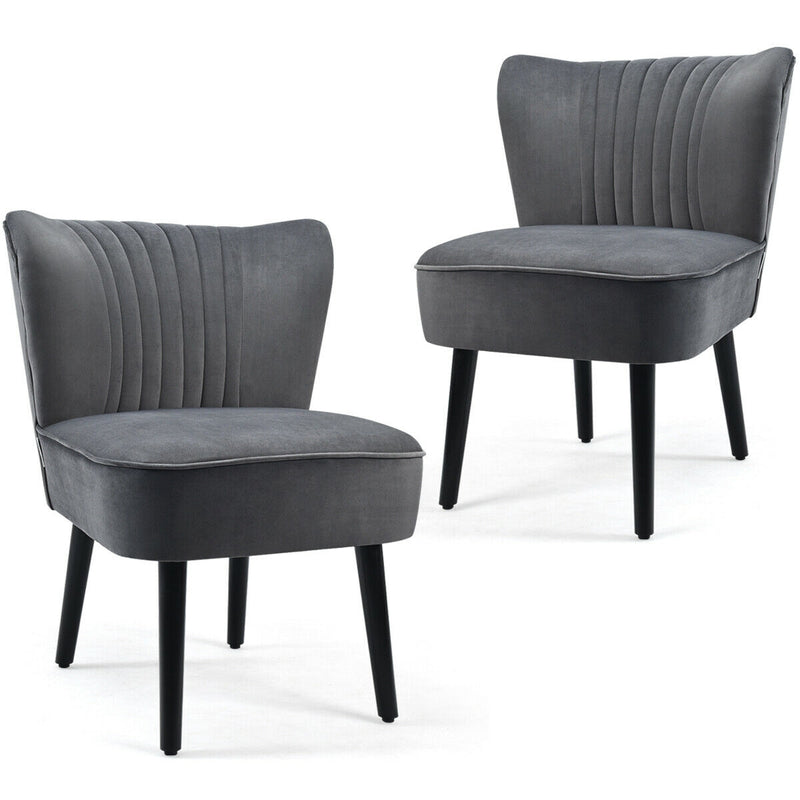 Set of 2 Armless Upholstered Leisure Accent Chair-Gray