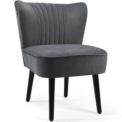 Set of 2 Armless Upholstered Leisure Accent Chair-Gray