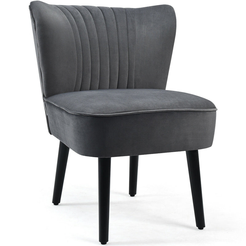 Set of 2 Armless Upholstered Leisure Accent Chair-Gray