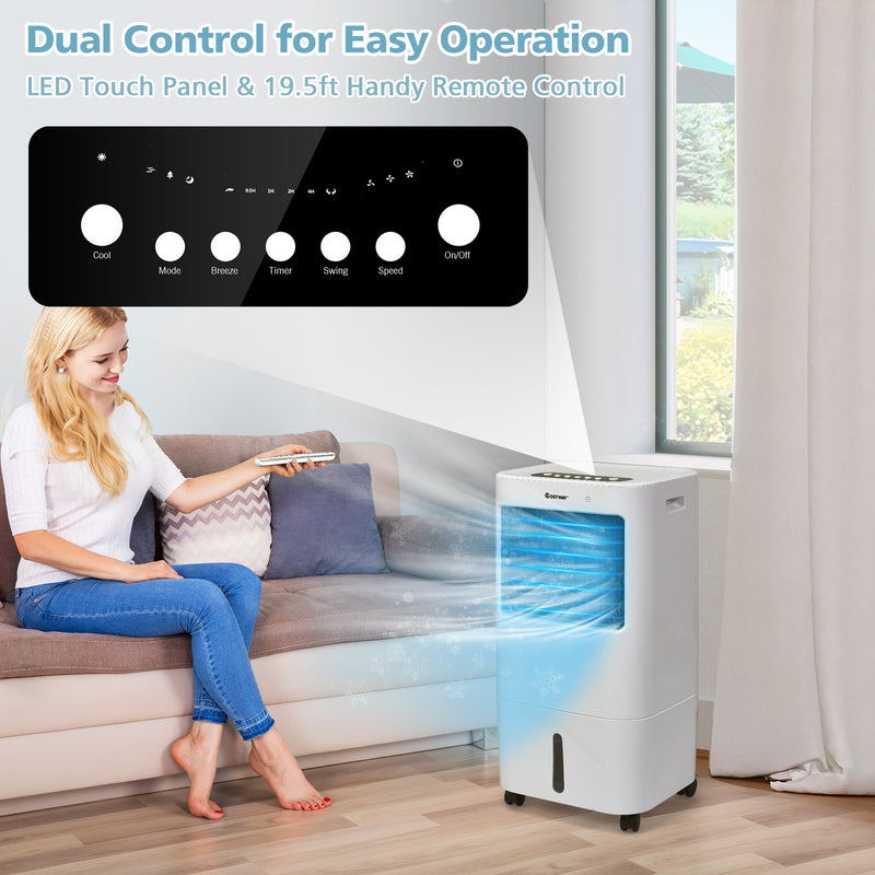 Evaporative Portable Air Cooler Fan with Remote Control-White