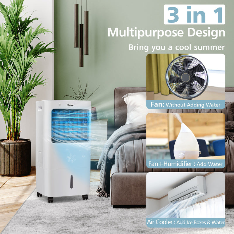 Evaporative Portable Air Cooler Fan with Remote Control-White