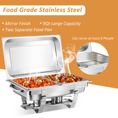 2 Packs Stainless Steel Full-Size Chafing Dish