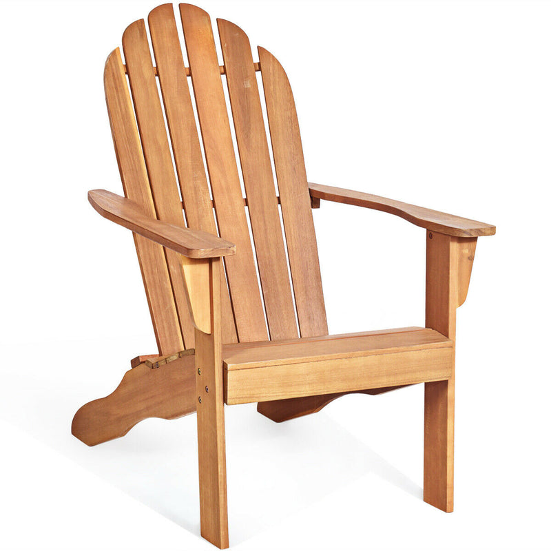 Acacia Wood Outdoor Adirondack Chair with Ergonomic Design-Natural