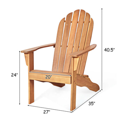 Acacia Wood Outdoor Adirondack Chair with Ergonomic Design-Natural