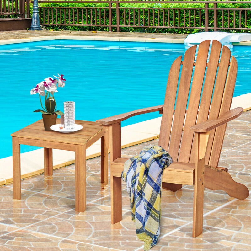 Acacia Wood Outdoor Adirondack Chair with Ergonomic Design-Natural