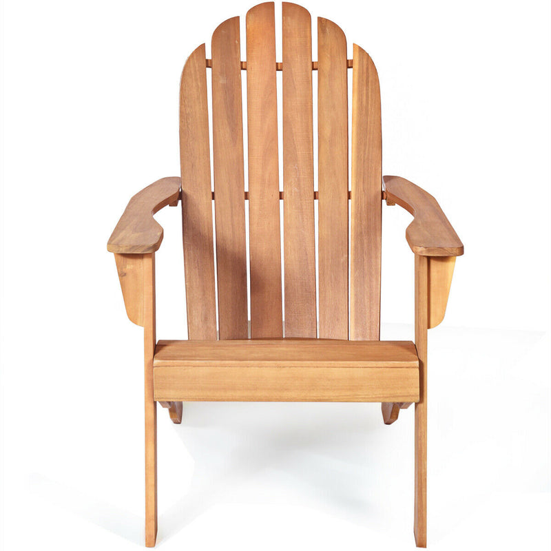 Acacia Wood Outdoor Adirondack Chair with Ergonomic Design-Natural