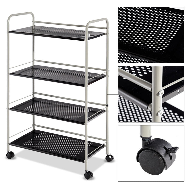 4 Tiers Rolling Storage Cart Utility Trolley-23.5 Inch