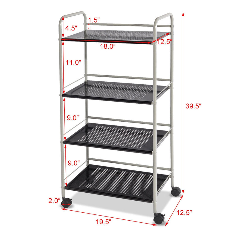 4 Tiers Rolling Cart Storage Display Rack-19.5 Inch