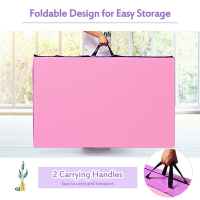 4 Feet x 10 Feet Thick Folding Panel Gymnastics Mat-Pink & Purple