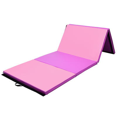 4 Feet x 10 Feet Thick Folding Panel Gymnastics Mat-Pink & Purple