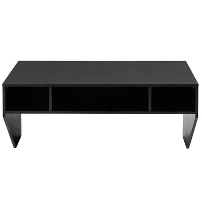 Wall Mounted Floating Sturdy Computer Table with Storage Shelf-Black