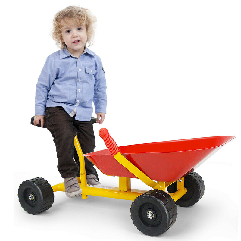 8 Inch Heavy Duty Kids Ride-on Sand Dumper with 4 Wheels-Red