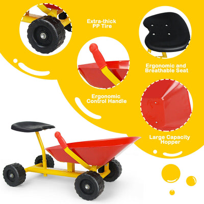 8 Inch Heavy Duty Kids Ride-on Sand Dumper with 4 Wheels-Red