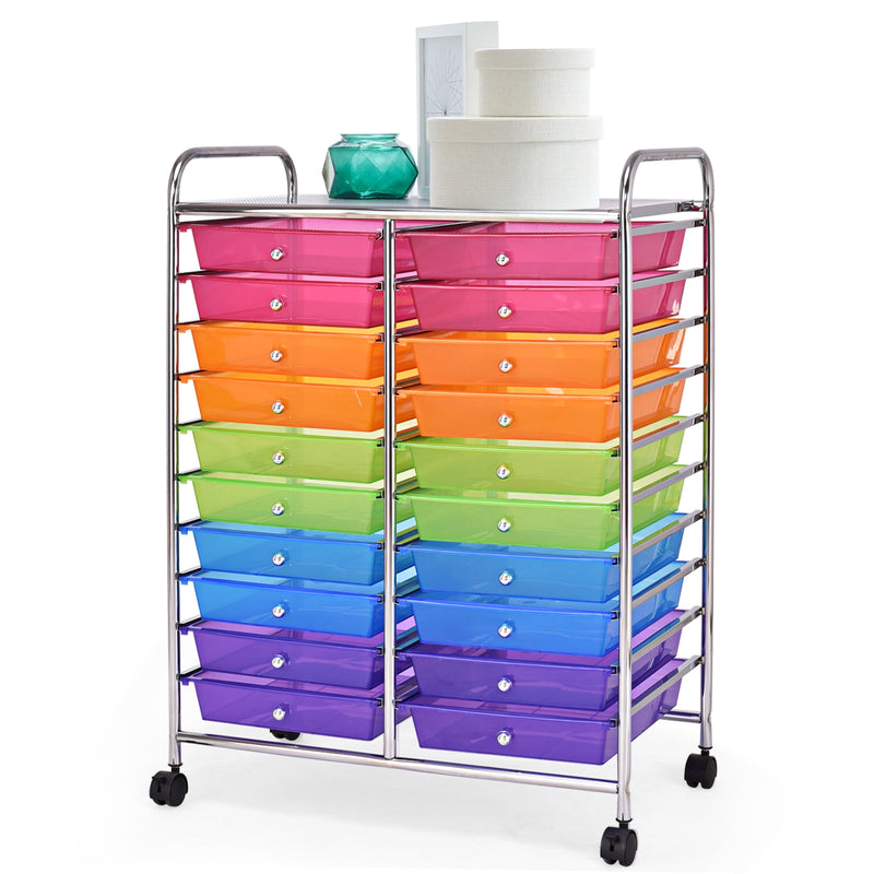 20 Drawers Storage Rolling Cart Studio Organizer-Multicolor