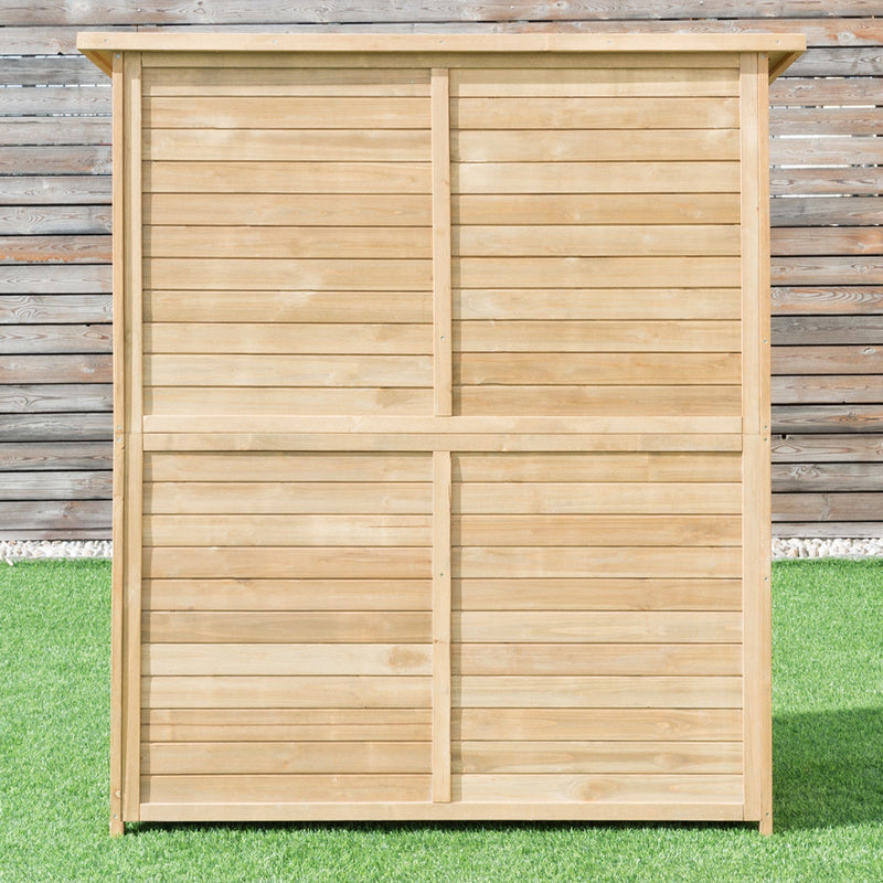 64 Inch Outdoor Wooden Storage Shed with Double Lockable Doors for Backyard