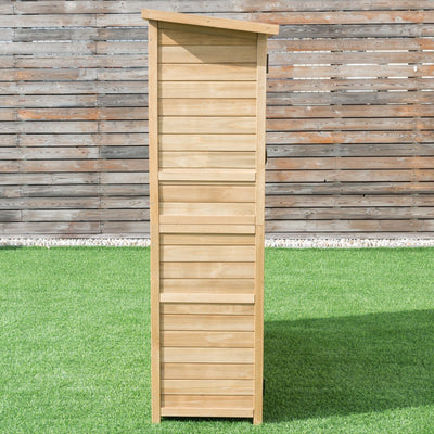 64 Inch Outdoor Wooden Storage Shed with Double Lockable Doors for Backyard