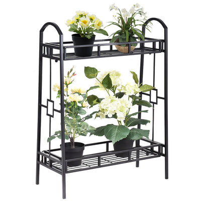 2-Tier Heavy Duty Metal Flower Plant Stand