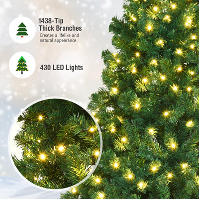 8 Feet PVC Artificial Christmas Tree with LED Lights-8 ft