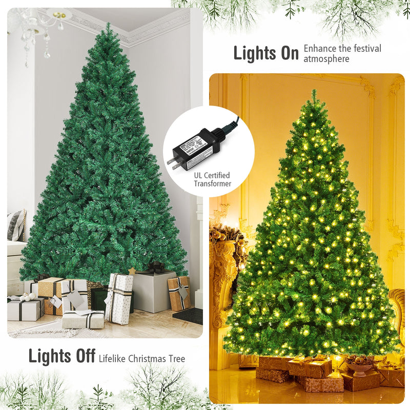 8 Feet PVC Artificial Christmas Tree with LED Lights-8 ft