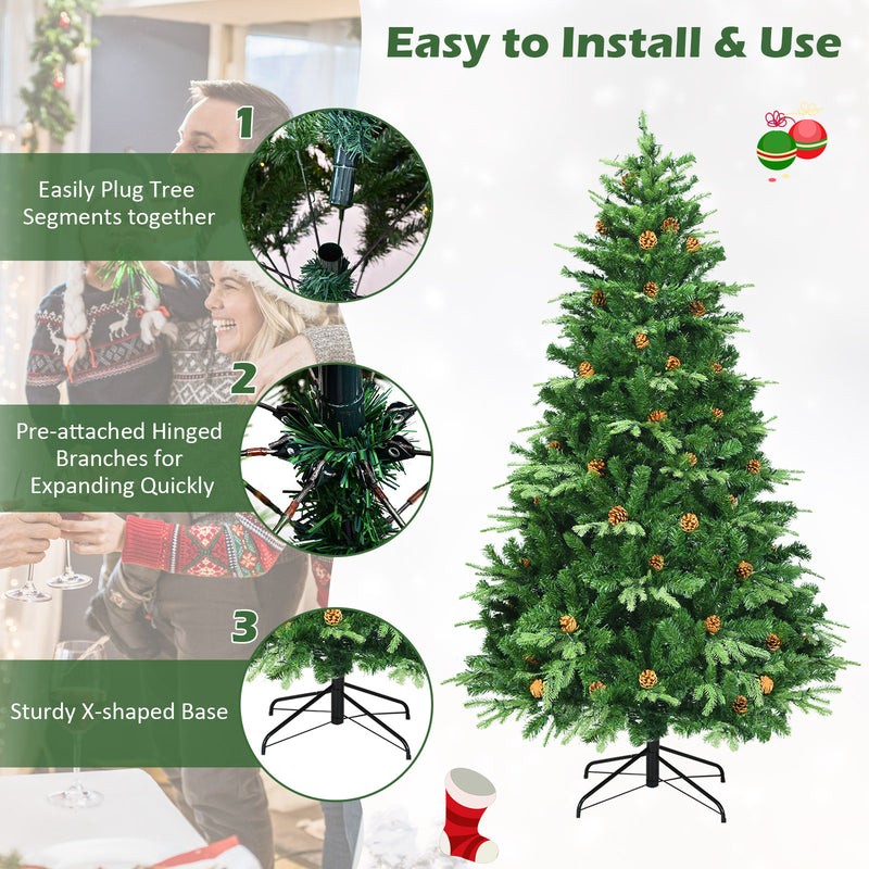 Artificial Christmas Tree with LED Lights and Pine Cones-7&