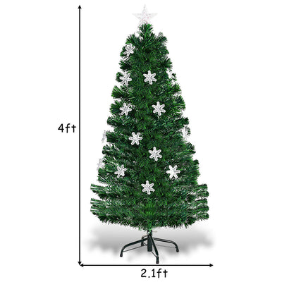 4 / 5 / 6 Feet LED Optic Artificial Christmas Tree with Snowflakes