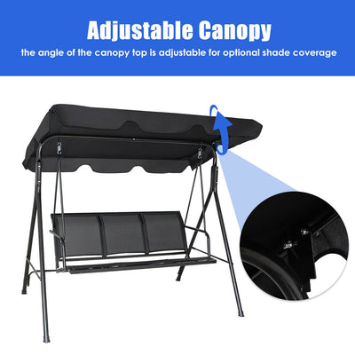 Outdoor Patio Swing Canopy 3 Person Canopy Swing Chair-Black