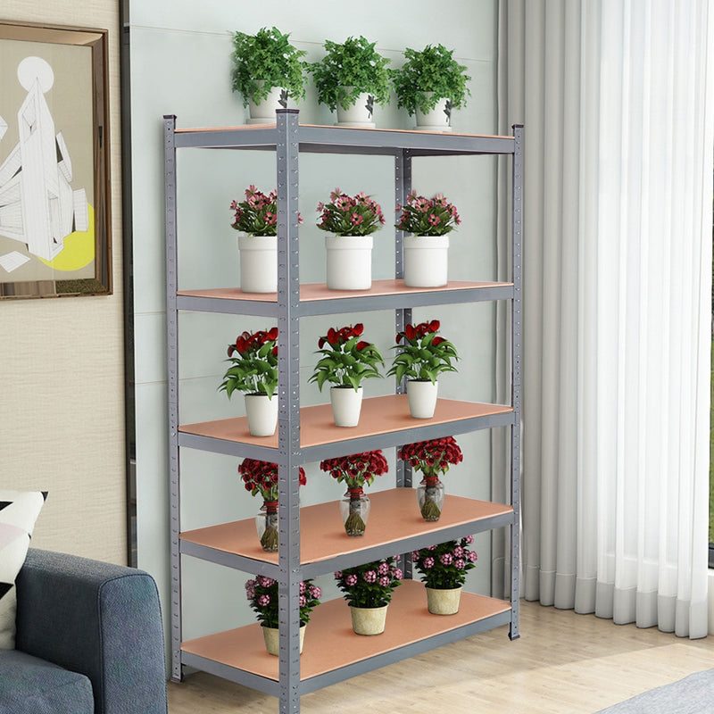 71 inch Heavy Duty Steel Adjustable 5 Level Storage Shelves-Gray