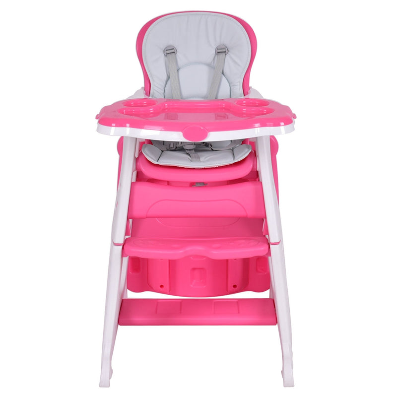 3 in 1 Convertible Play Table Seat Baby High Chair-Pink