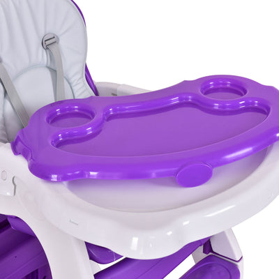 3 in 1 Convertible Play Table Seat Baby High Chair-Purple