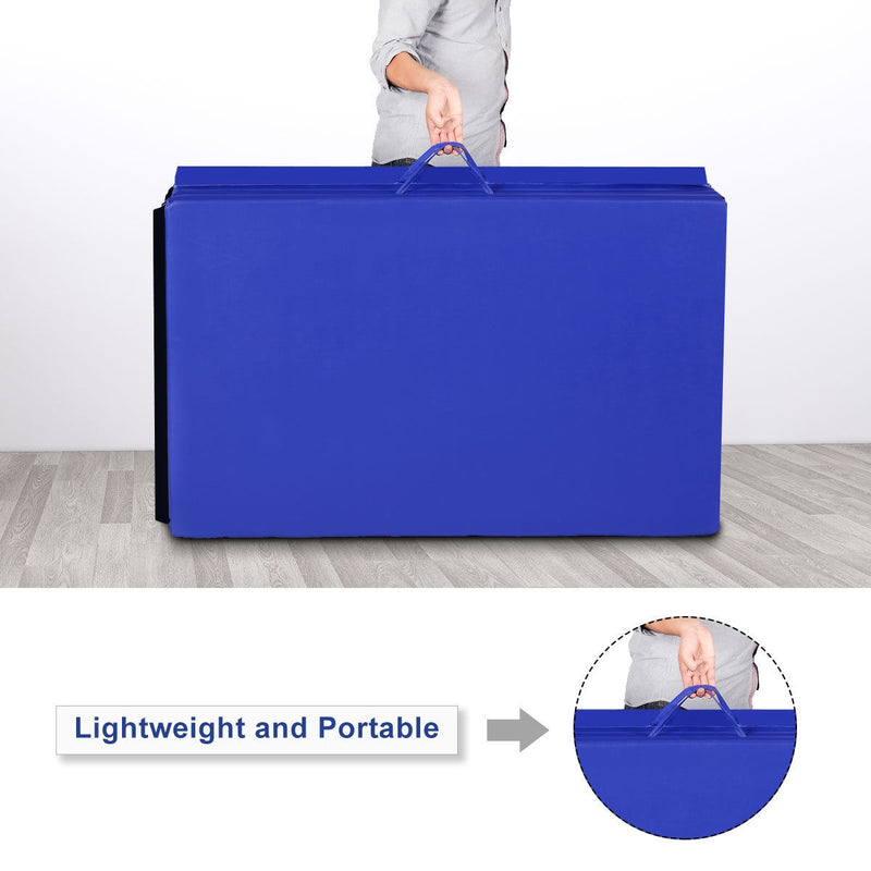 4 Feet x 10 Feet Thick Folding Panel Gymnastics Mat-Blue