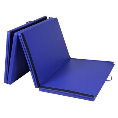 4 Feet x 10 Feet Thick Folding Panel Gymnastics Mat-Blue