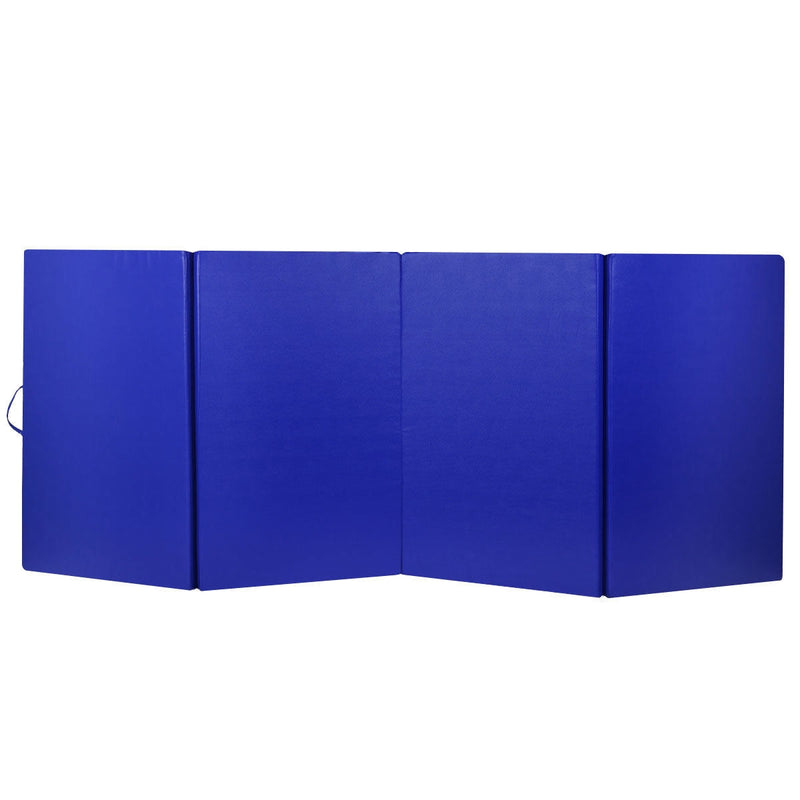 4 Feet x 10 Feet Thick Folding Panel Gymnastics Mat-Blue