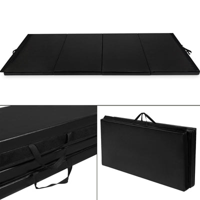 4 Feet x 10 Feet Thick Folding Panel Gymnastics Mat-Black