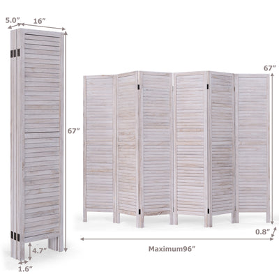 6 Panels Classic Venetian Wooden Slat Room Screen