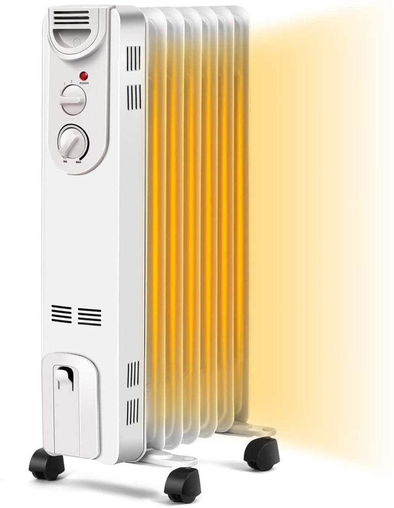 1500 W Electric Portable Oil Filled Radiator Space Heater with 3 Heat Settings