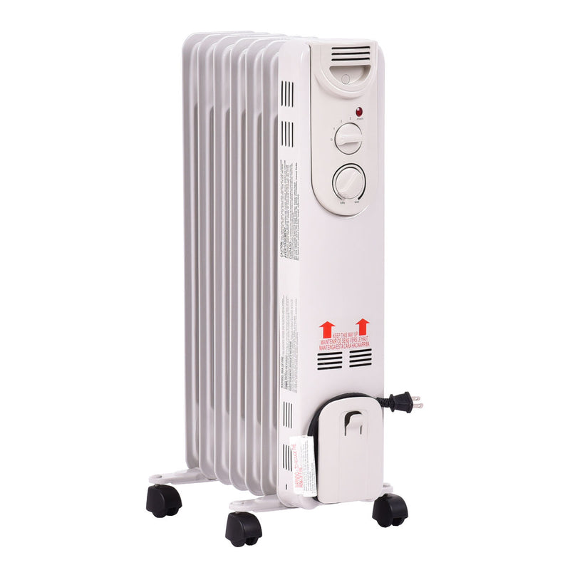 1500 W Electric Portable Oil Filled Radiator Space Heater with 3 Heat Settings