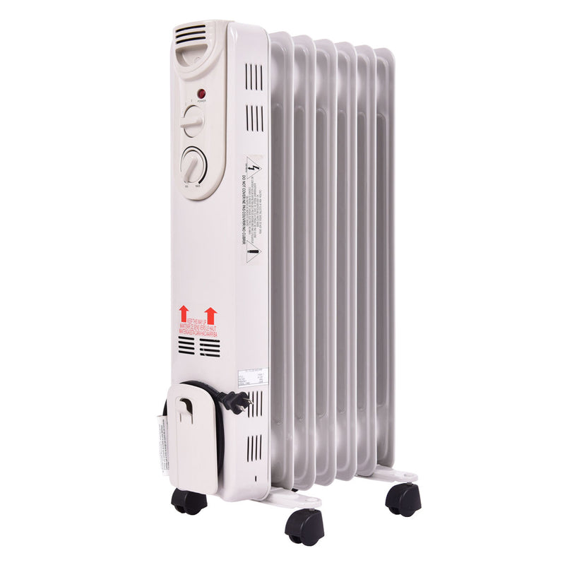 1500 W Electric Portable Oil Filled Radiator Space Heater with 3 Heat Settings