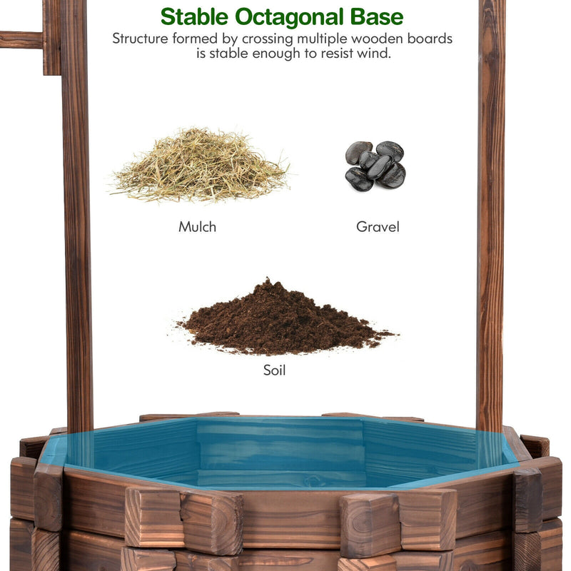 Outdoor Wooden Wishing Well Planter Bucket