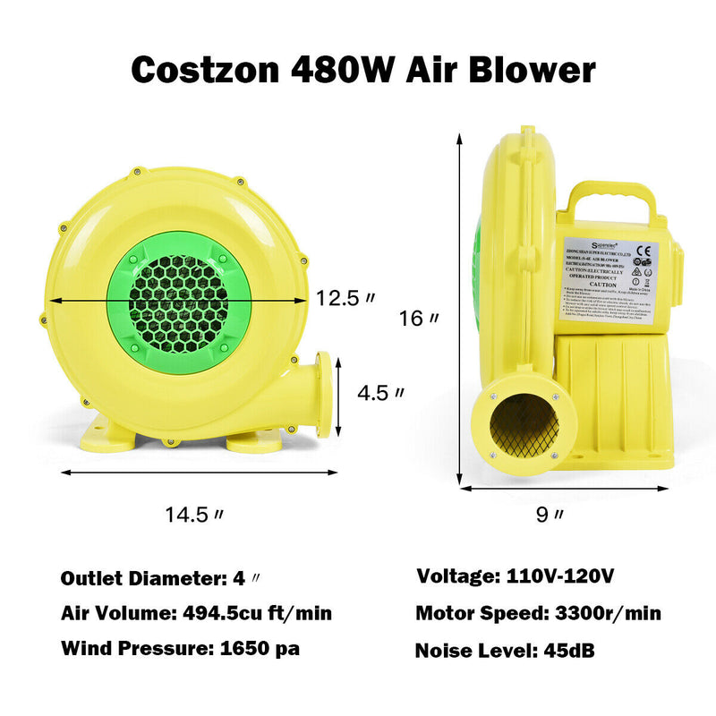 480W 0.6 HP Air Blower Pump Fan for Inflatable Bounce House