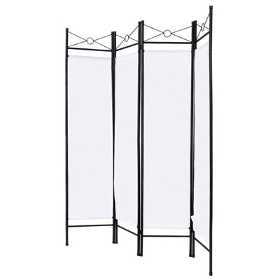 4 Panels Metal Frame Room Private Folding Screen-White