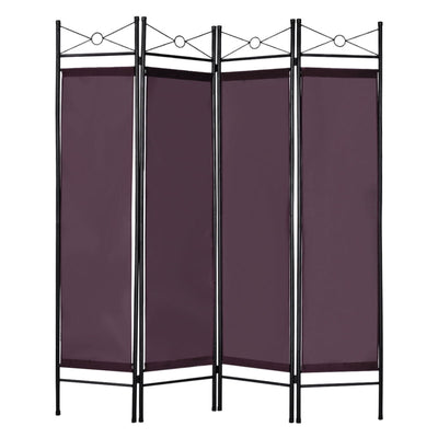 4 Panels Metal Frame Room Private Folding Screen-Brown