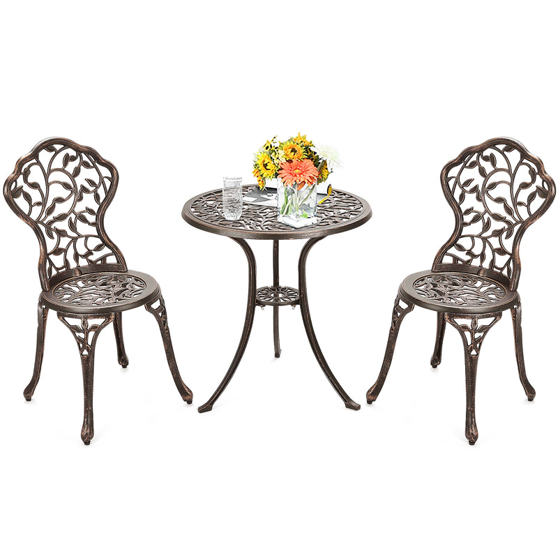 3 Pieces Cast Aluminum Bistro Set