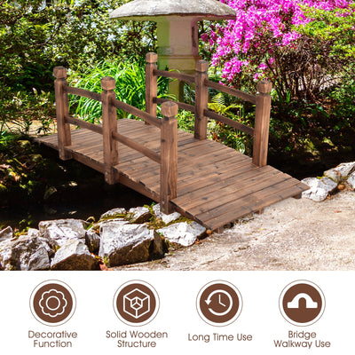 5' Wooden Garden Bridge Arc Stained Finish Footbridge Decorative