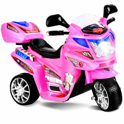 6V Powered 3 Wheels Kids Electric Ride-on Toy Motorcycle-Pink